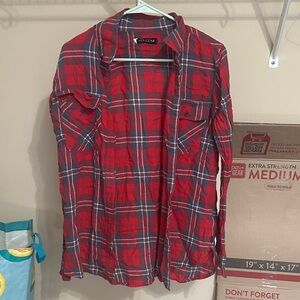 Volcom Red and Blue Plaid Casual Shirt (M/12)